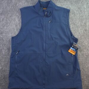 New Ridgecut Vest XL Tall XLT Blue Solid Full Zip Quick Dry Pockets Wicking Flex